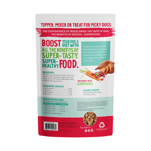 Health Extension Super Bites Freeze-Dried Raw Beef Recipe Meal Mixer for Dogs