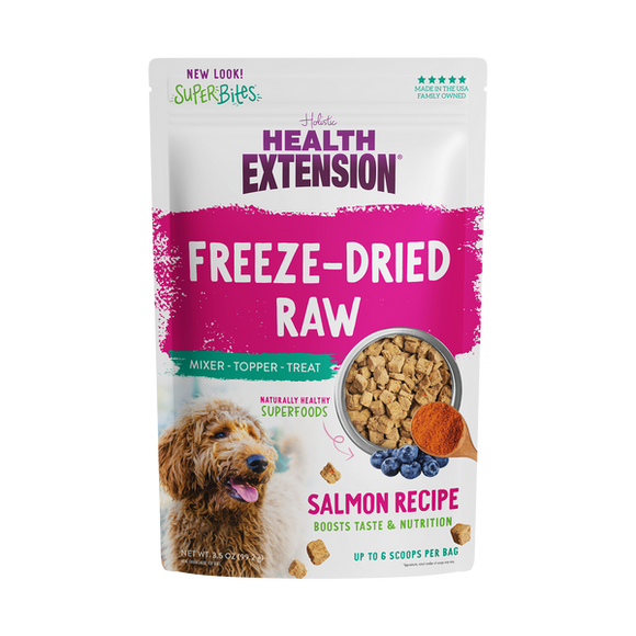 Health Extension Super Bites Freeze-Dried Raw Salmon Recipe Meal Mixer for Dogs (18 oz)