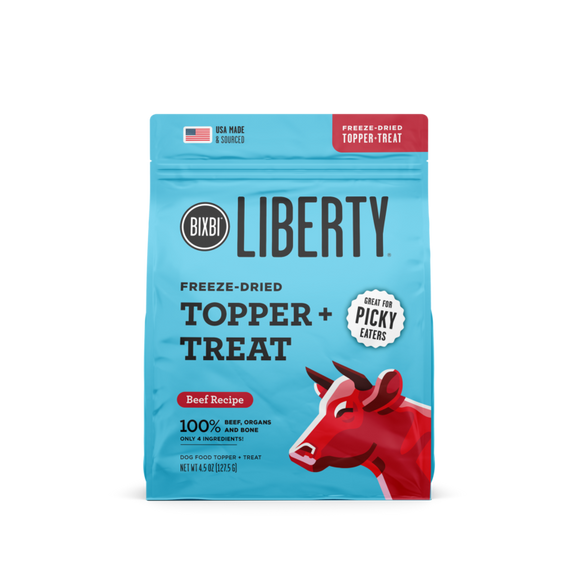 BIXBI Pet Liberty® Freeze-Dried Topper + Treat for Dogs – Beef Recipe (4.5 oz)