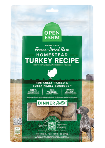 Open Farm Homestead Turkey Freeze Dried Raw Patties for Dogs (10.5 oz)