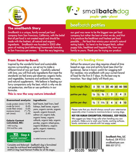 Smallbatch Beefbatch Frozen Dog Food (3 Lb Sliders)