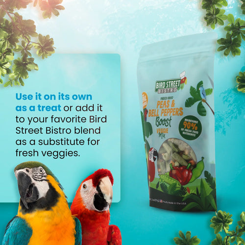 Bird Street Bistro Peas & Bell Peppers Boost- Parrot Veggies Mix Bird Treats (2 oz)