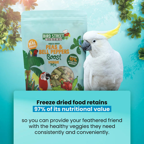 Bird Street Bistro Peas & Bell Peppers Boost- Parrot Veggies Mix Bird Treats (2 oz)