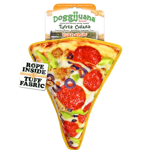 Doggijuana Tuffer Chewer Refillable Supreme Pizza Dog Toy (Large)