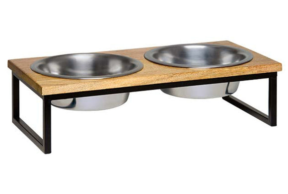 Loving Pets Natural Wooden Top Diner (Large (35-65 lbs) - 2 Quart)