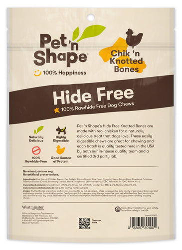 Pet 'n Shape Hide Free Knot Bones Dog Treats (Peanut Butter, 9.28 oz)