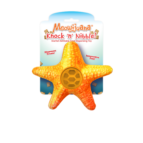 Meowijuana Knock 'n' Nibble Starfish - Refillable Treat Dispensing Cat Toy (1 Count)