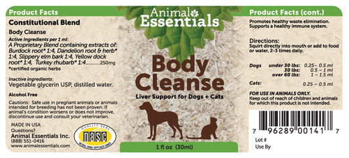 Animal Essentials Body Cleanse Liver Support Dog & Cat (1 oz)