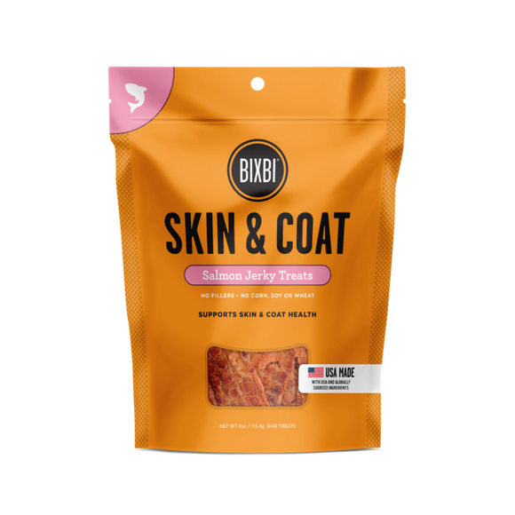 BIXBI® Skin & Coat Jerky Treats for Dogs – Salmon Recipe (4 oz)