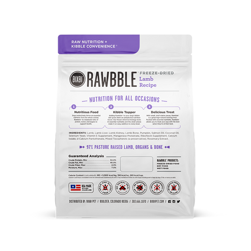 Bixbi Rawbble® Freeze-Dried Food for Dogs – Lamb Recipe (26 oz)