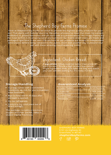 Shepherd Boy Farms Freeze-Dried Chicken Breast Treats for Dogs and Cats