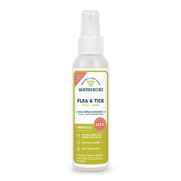 Wondercide Lemongrass Flea & Tick Spray for Pets + Home with Natural Essential Oils (4 oz)