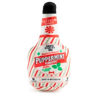 Haute Diggity Dog Puppermint Schnapps Bottle Dog Toy (8x5”x3.5”)