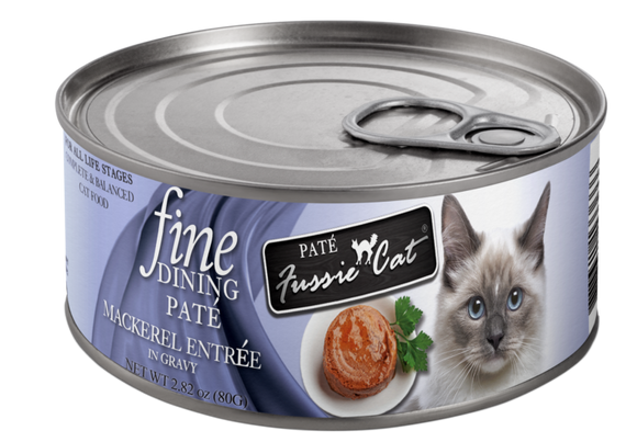 Fussie Cat Fine Dining - Pate - Mackerel Entree in Gravy Canned Cat Food (2.82 oz (80g) Can)