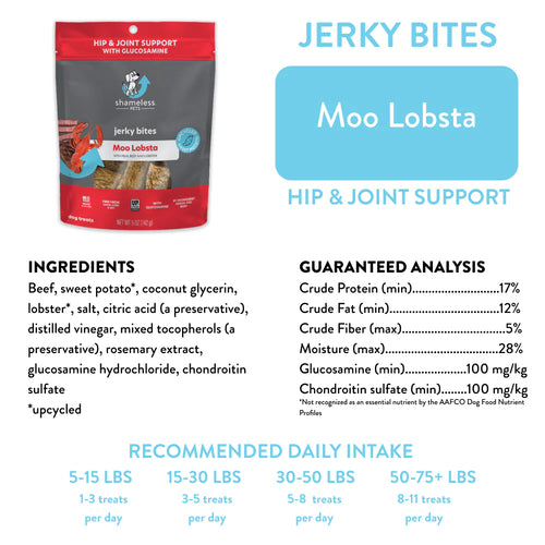 5oz Shameless Pets Moo Lobsta Jerky Bites