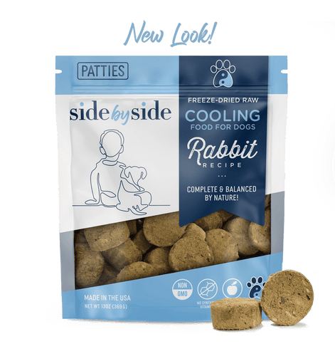 Side by Side Cooling – Freeze Dried Raw Rabbit Patties (13 oz)