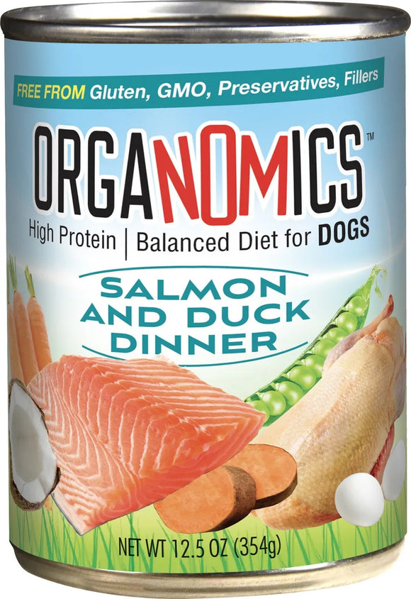 Organomics Salmon and Duck Dinner for Dogs (12.5 OZ & Case of 12)
