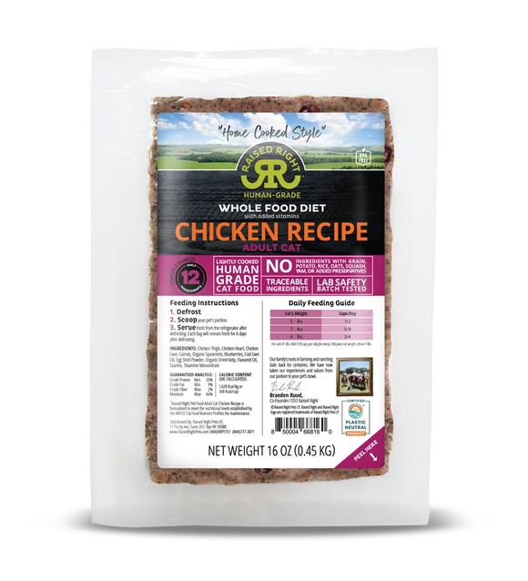 Raised Right Original Chicken Adult Cat Recipe (16 oz)
