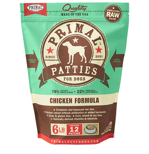 Primal Pet Foods Canine Raw Frozen Patties (Chicken 6 Lb)