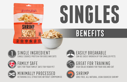 Grandma Lucy's Singles - Shrimp Grain-Free Freeze-Dried Dog & Cat Treats (0.65 oz bag)