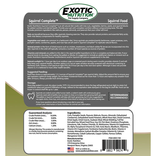 Exotic Nutrition Squirrel Complete Squirrel Food (1.75 LB)