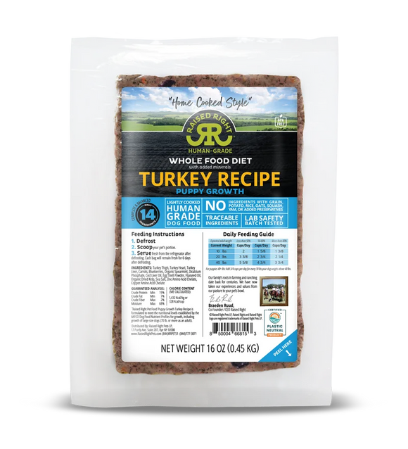 Raised Right Turkey Puppy Growth Recipe (16 oz)