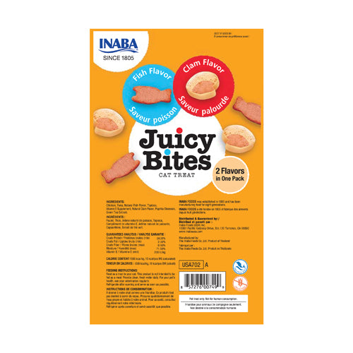 Inaba Juicy Bites Fish and Clam Flavors Cat Treats (1.2oz (0.4oz x 3))