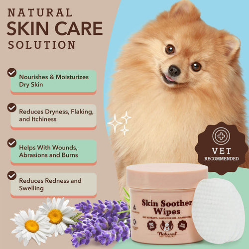 Natural Dog Company Skin Soother Wipes for Dogs (50 Count)