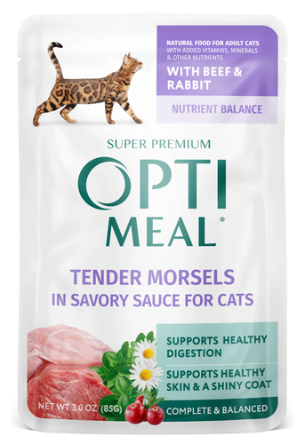 Optimeal® Tender Morsels With Beef & Rabbit In Savory Sauce For Adult Cats (3 oz)