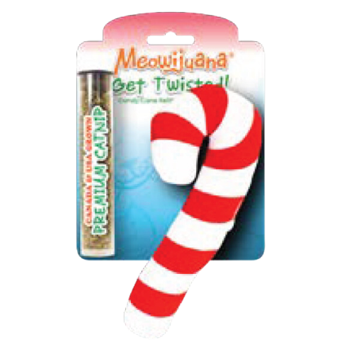 Meowijuana Get Twisted Refillable Candy Cane Catnip Cat Toy