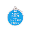 MyFamily Charms Big Keep Calm And Give Me Food ID Tag (Grande, Light Blue)