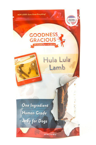 Goodness Gracious Human Grade Hula Lula Lamb Jerky For Dogs Treats (3 oz)