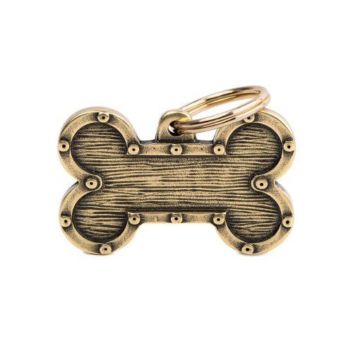 MyFamily ID Tag Big Bone Bronx Futuristic in English Brass (Grande, Oro)