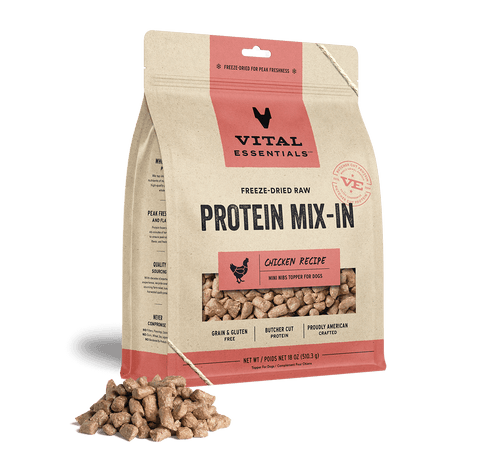 Vital Essentials Freeze Dried Raw Protein Mix-In Chicken Recipe Mini Nibs Topper for Dogs (6 Oz)