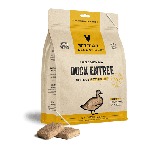 Vital Essentials Freeze-Dried Raw Duck Entree Mini Patties Cat Food (3.75 oz)