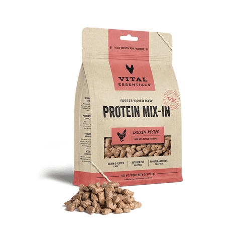 Vital Essentials Freeze Dried Raw Protein Mix-In Chicken Recipe Mini Nibs Topper for Dogs (6 Oz)