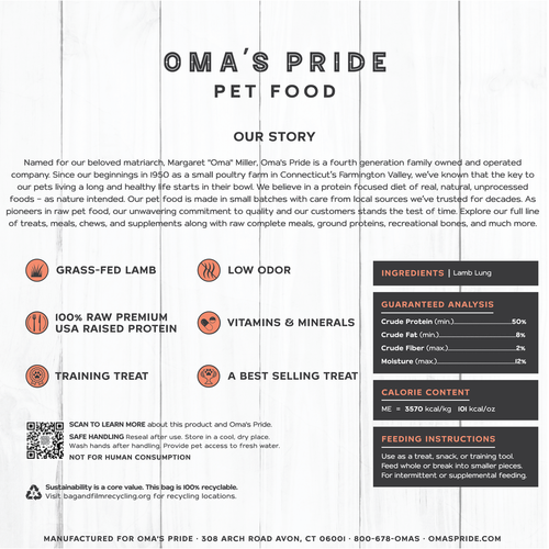 Oma's Pride Lamb Lung Treats (2 Oz)