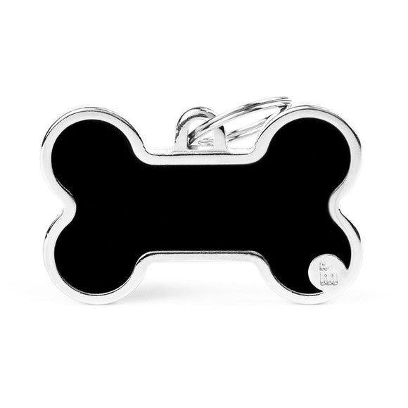 MyFamily Basic Handmade XL Black Bone ID Tag (Black - BASIC HANDMADE Bones)